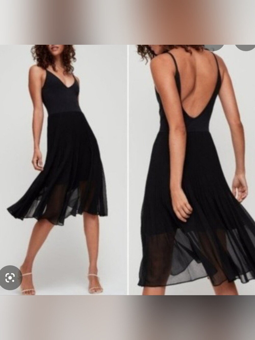 Wilfred Black V-Neck Pleated Midi Dress Bodysuit Daphne